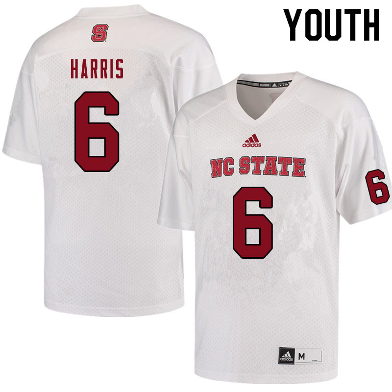 Youth #6 Jakeen Harris NC State Wolfpack College Football Jerseys Sale-White - Click Image to Close